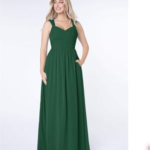 Azazie Raine Dark Green dress with pockets